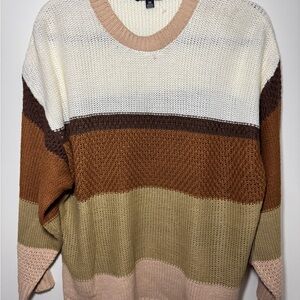 NWT Moral Society Brown Striped Sweater Juniors Plus Size 3X